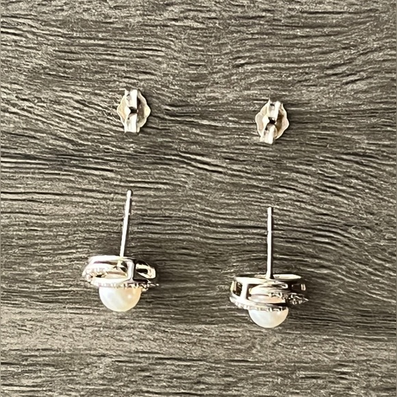 Zales Pearl & Sapphire Loop Earrings - Picture 3 of 8